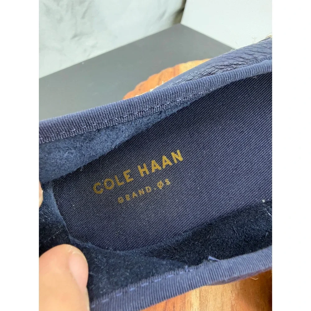 Cole Haan Pinch Maine Cloudfeel Espadrille sz 8 Navy Blue Leather Slip On Flat